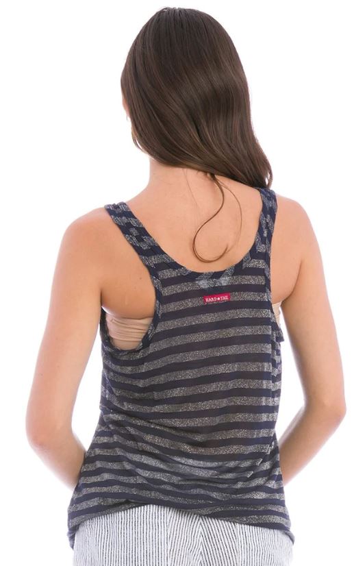 Slouchy Silver Striped Tank