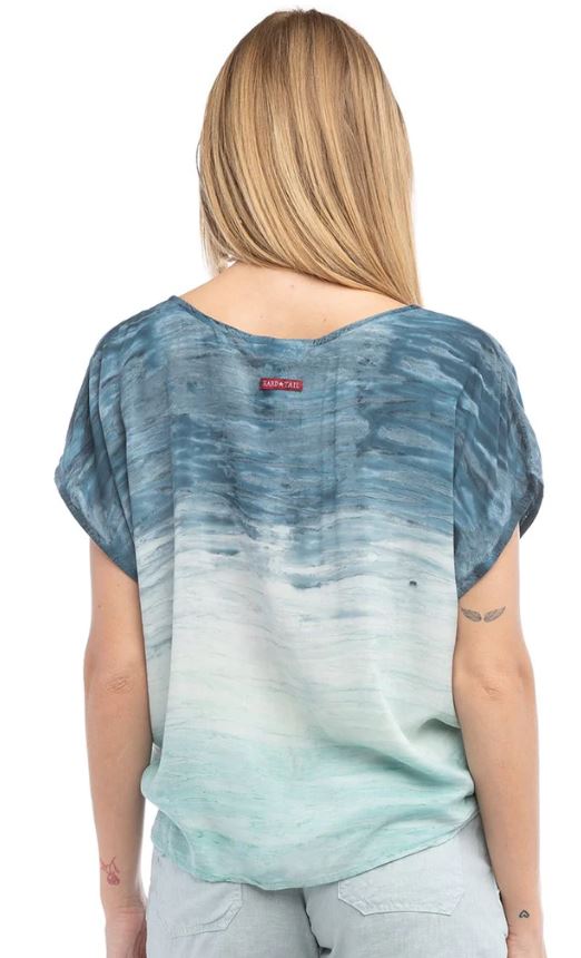 Short Sleeve Tie Front Top - with Tie Dyes