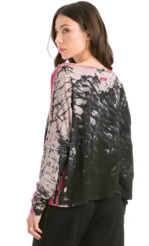 Boxy V Neck Tee with Tie Dye