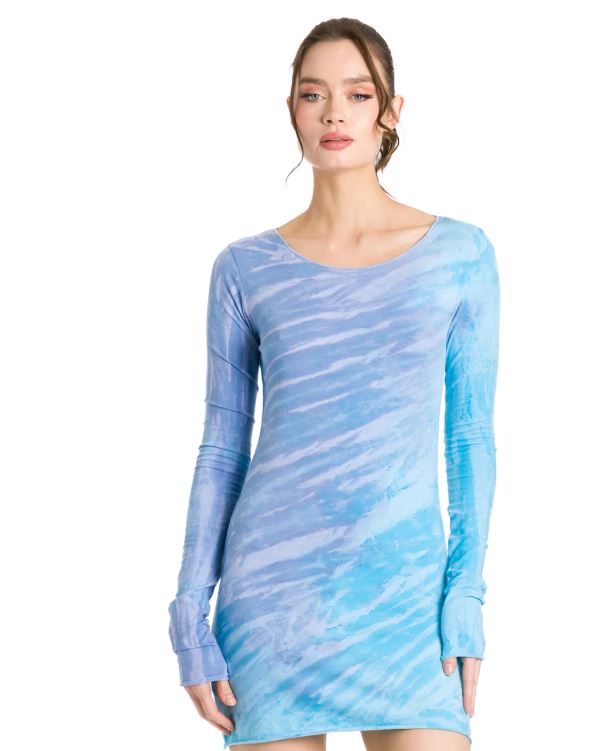 Long Skinny Tee with Rainbow Horizon and Mineral Wash Tie Dyes