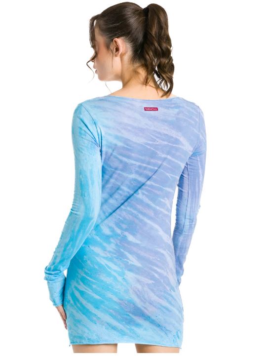 Long Skinny Tee with Rainbow Horizon and Mineral Wash Tie Dyes