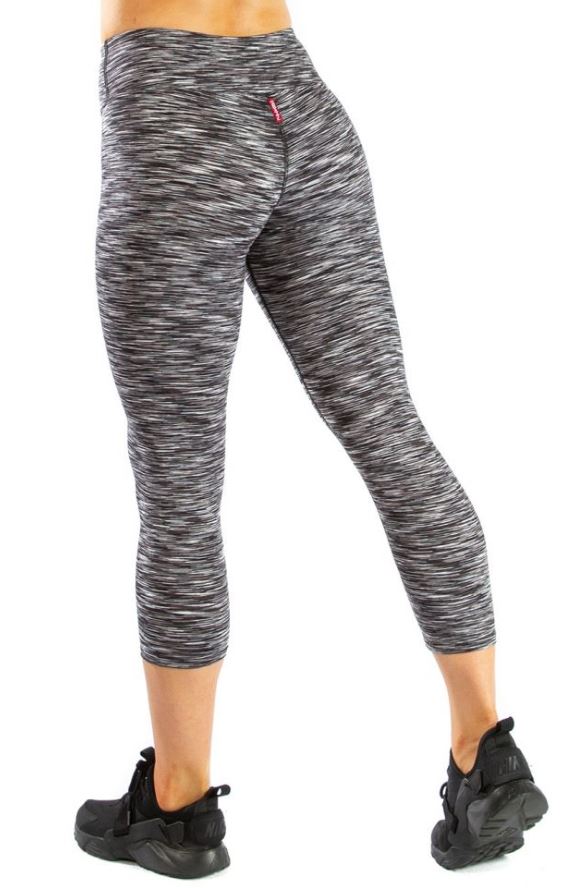 Space Dye Black Performance Capri Leggings