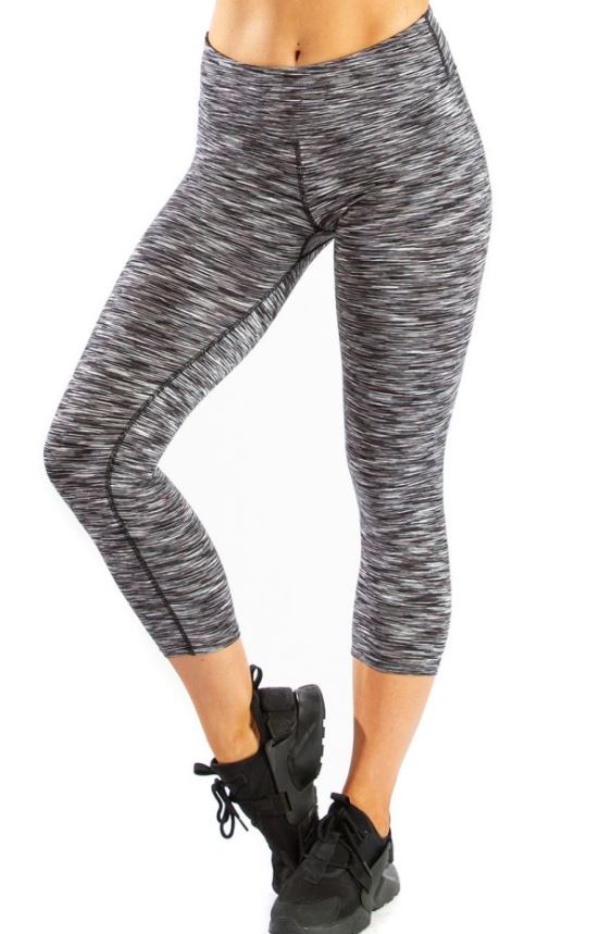 Space Dye Black Performance Capri Leggings