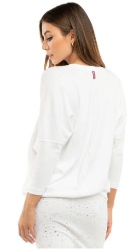 3/4 Sleeve Drape Back Tee in Baby Ribbed Cotton
