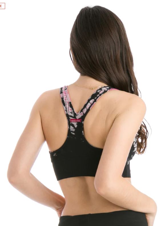 Ottoman Cotton Double V Sports Bra - with Tie Dye