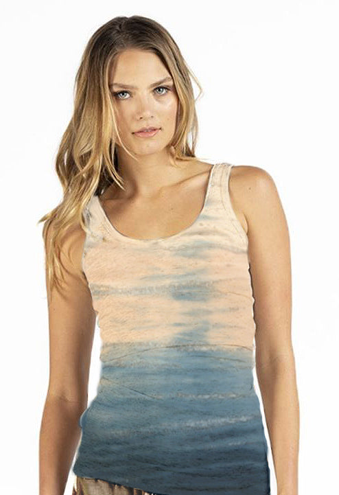 Long Ribbed Tank with Tie Dye