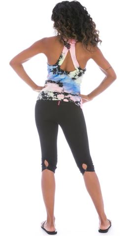 Rolldown Button Back Knee Leggings - Basic Black