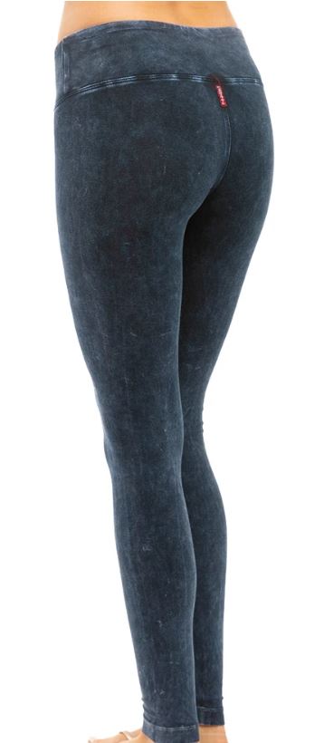 Flat Waist Denim Mineral Wash Ankle Leggings