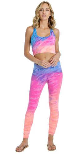 Racerback Cotton Midi Sports Bra with Tie Dye