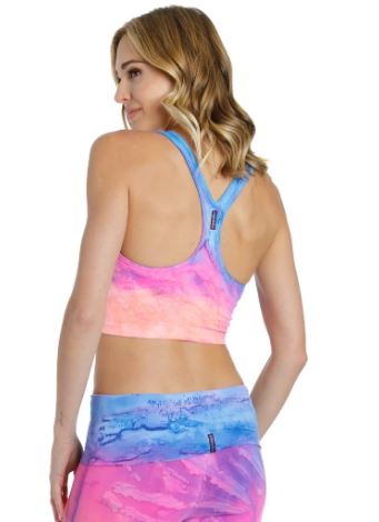 Racerback Cotton Midi Sports Bra with Tie Dye