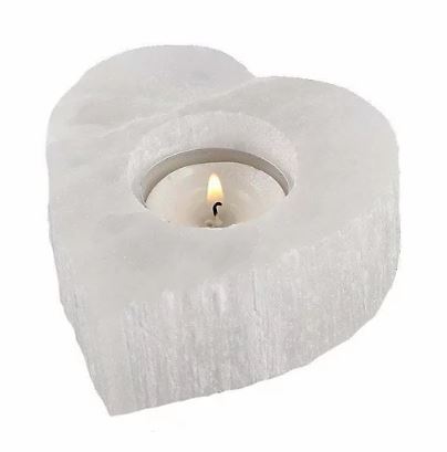 Selenite Heart Tealight Holder