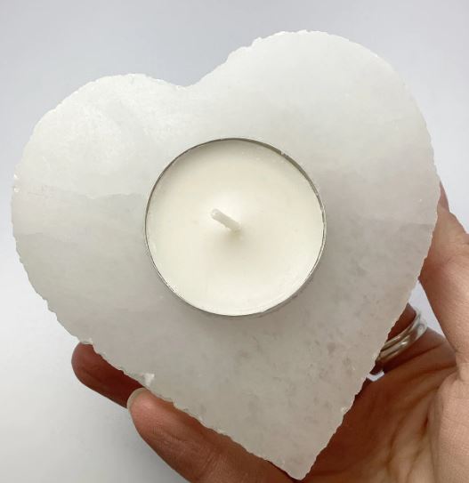 Selenite Heart Tealight Holder