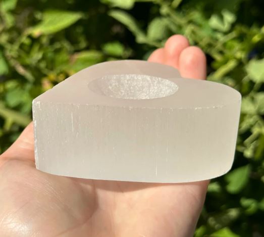 Selenite Heart Tealight Holder