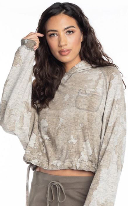 Crop Boxy Drawstring Hoodie Sweatshirt