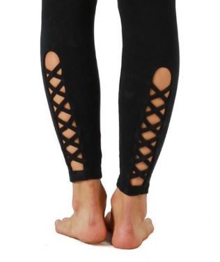 Flat Waist Lace Back Ankle Leggings - Pranachic