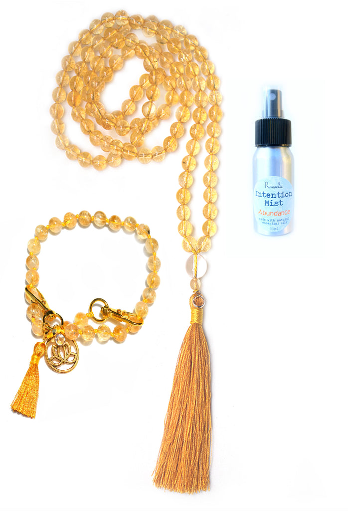 Abundance Collection - TRUE TREASURES Mala, Pratinu Abundance Mala Bracelet and Abundance Intention Mist - Pranachic