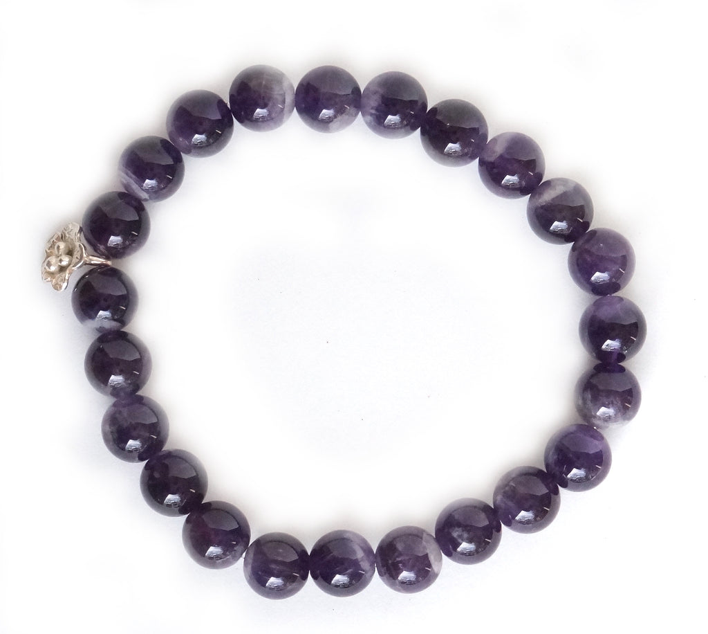 Shining Lotus - Amethyst & Silver Bracelet - Pranachic