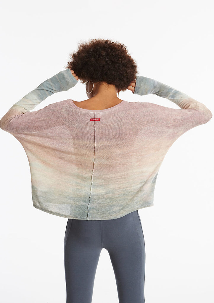 Crop Crew Slide Tee - with Rainbow Horizon Tie Dye - Pranachic