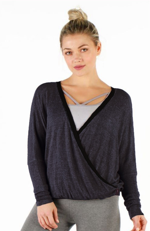 Long Sleeve Draped Wrap Sweater