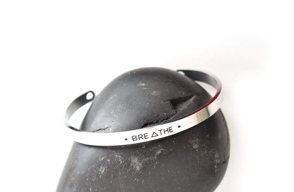 BREATHE - Stainless Steel Cuff Bracelet for Women and Men - Pranachic