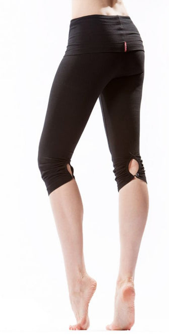 Rolldown Button Back Knee Leggings - Pranachic