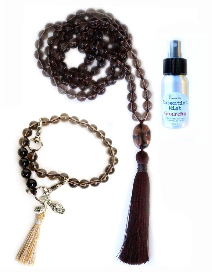 Grounding Collection - TRUE EARTH Mala, Pratinu Grounded Soul Mala Bracelet and Grounding Intention Mist - Pranachic