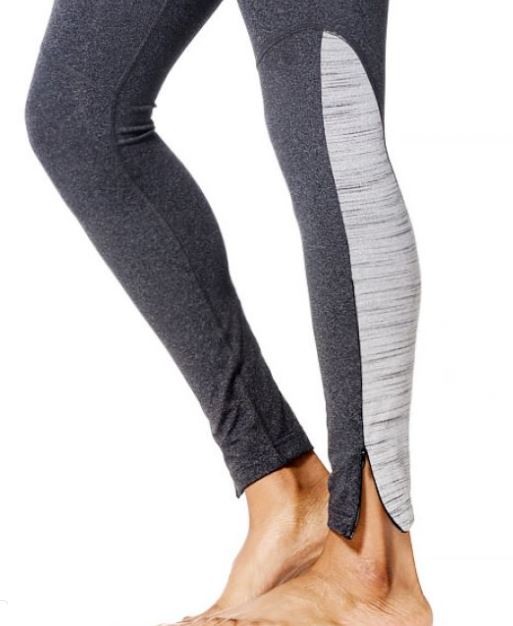 Side Zip Flat Waist Contrast Leggings - Pranachic