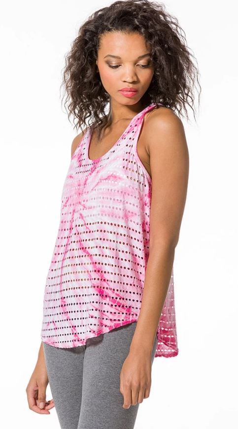 Slouchy 'Holey' Racerback Tank with Spiral Dye