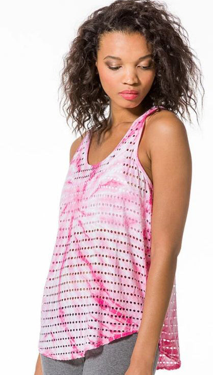 Slouchy 'Holey' Racerback Tank with Spiral Dye