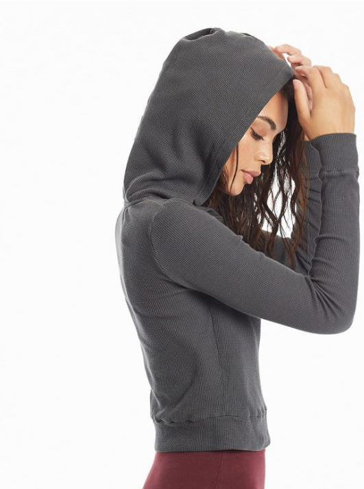 Crop Thermal Lace Up Hoodie - Pranachic