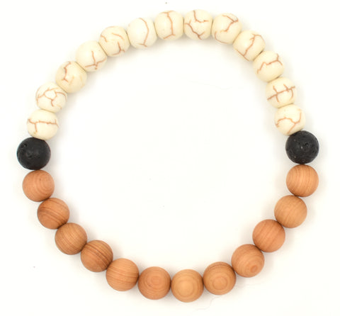 Hanuman Bracelet - Howlite and Lava stone