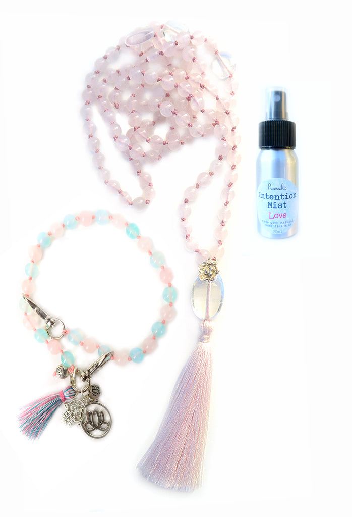 Love Collection - TRUE FLAME Mala, Pratinu Soul Conection Mala Bracelet and Love Intention Mist - Pranachic