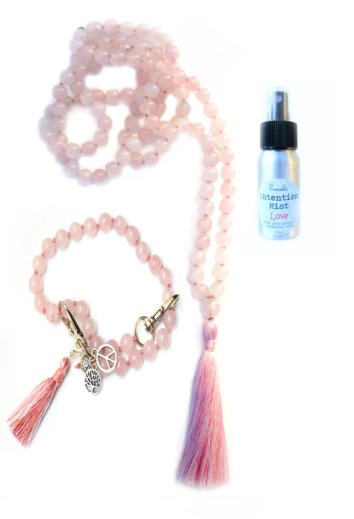 Love Collection - TRUE HEART Mala, Pratinu Deepest Love Mala Bracelet and Love Intention Mist - Pranachic