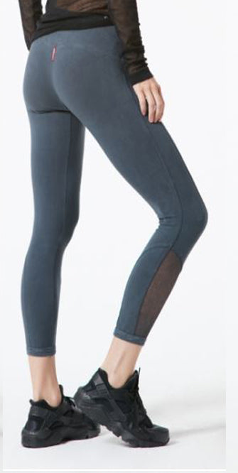 Flat Waist Mesh Inlay 7/8 Leggings - Pranachic