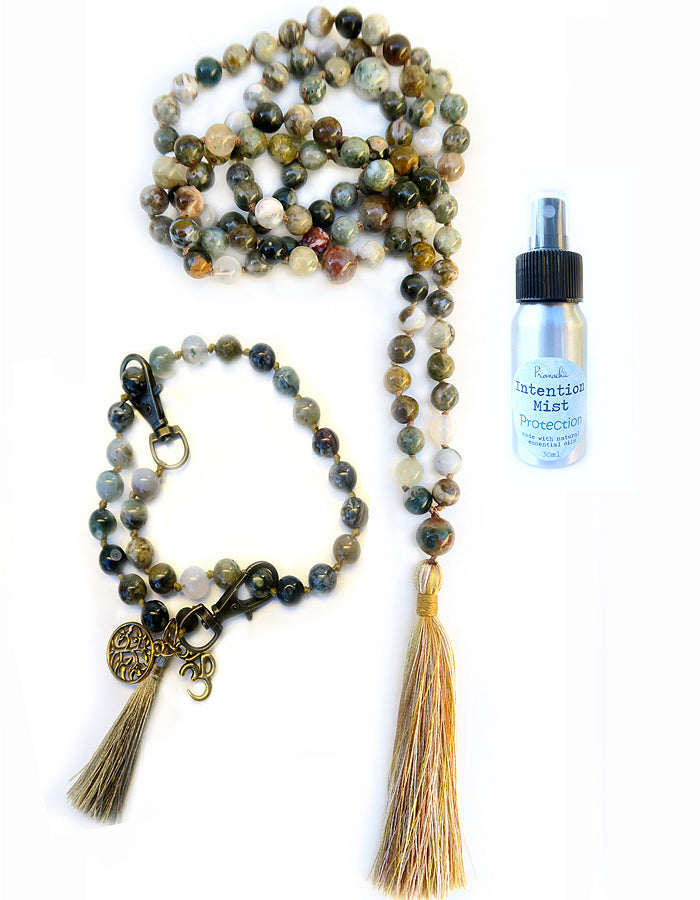 Protection Collection - TRUE ARMOR Mala, Pratinu Sacred Protection Mala Bracelet and Protection Intention Mist - Pranachic