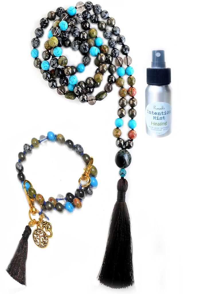 Physical Healing Collection - TRUE BEING Mala, Pratinu Physical Healing Mala Bracelet and Healing Intention Mist - Pranachic