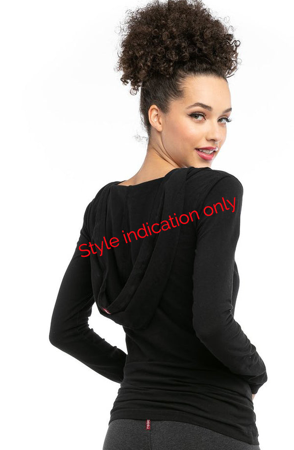 V Neck Skinny Hoodie - with Mineral Wash Dye