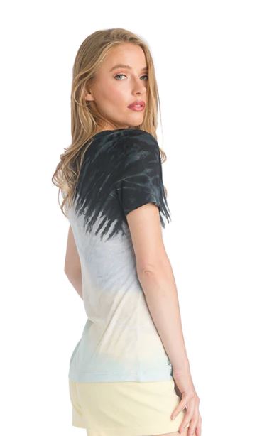 Slub V Neck T in Super Stripe tie dye