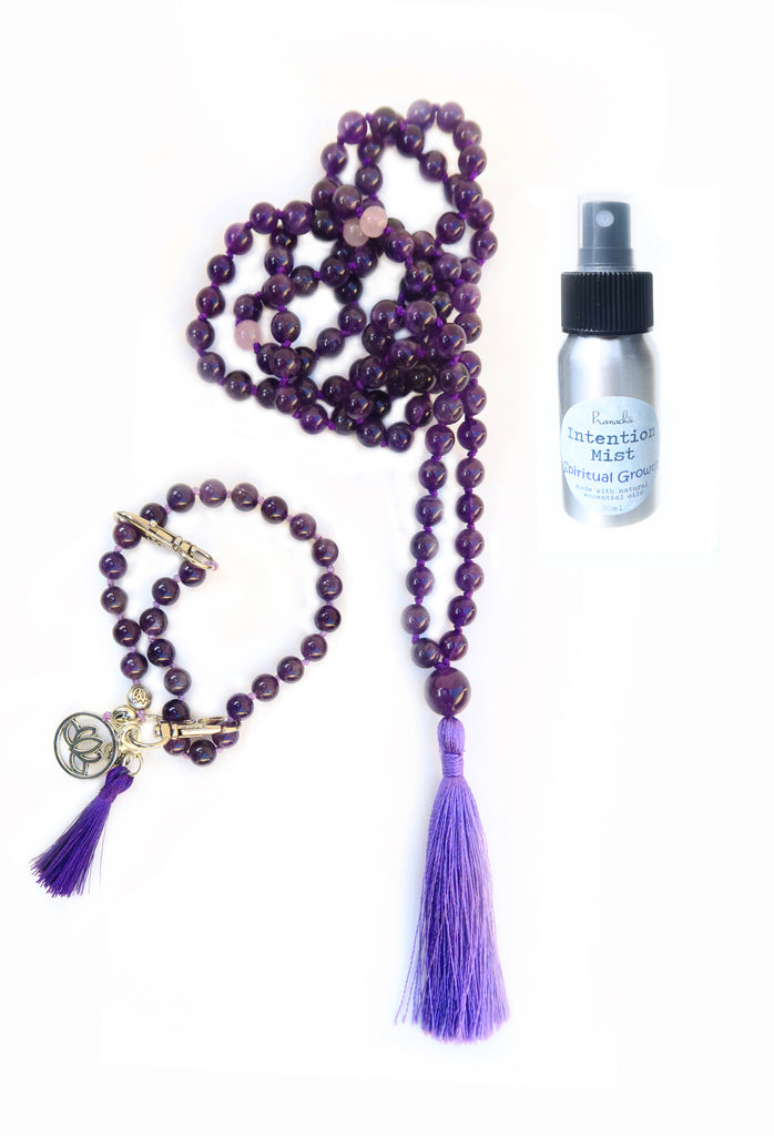 Spiritual Growth Collection - TRUE LIGHT Mala, Pratinu Spiritual Growth Mala Bracelet and Spiritual Growth Intention Mist - Pranachic