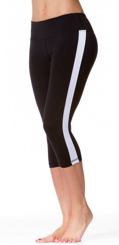 Racing Stripe Supplex Crop Capri Leggings - SALE - Pranachic