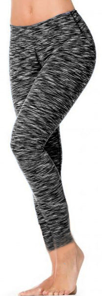 Space Dye Black Performance Ankle Leggings