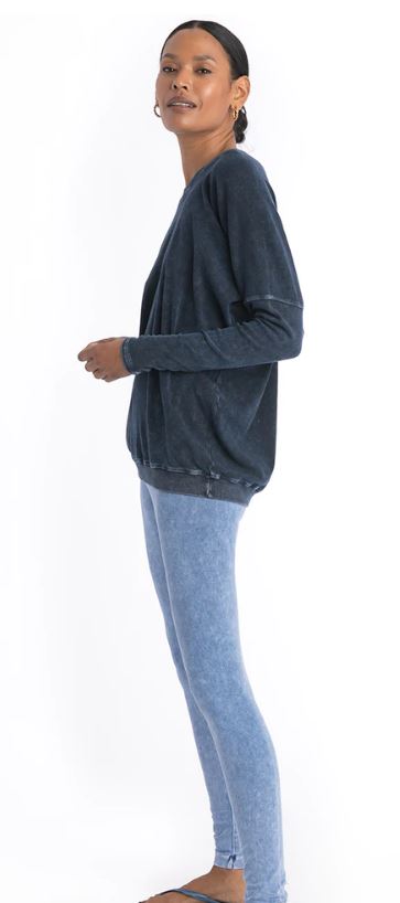 Long Sleeve Drape Back Tee in Baby Ribbed Cotton