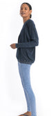 Long Sleeve Drape Back Tee in Baby Ribbed Cotton