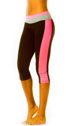 Tri Waist Racer Stripe Capri Leggings