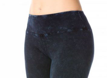 Flat Waist Denim Mineral Wash Ankle Leggings - Pranachic