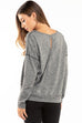 Long Sleeve Cross Back Brushed Heather Top