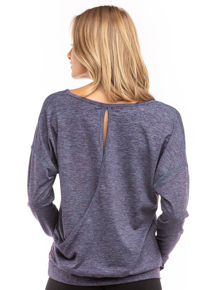 Long Sleeve Cross Back Brushed Heather Top