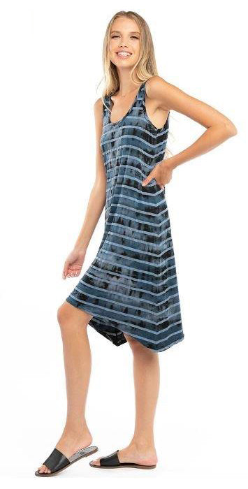 Chambray Striped Frolic Tank Dress