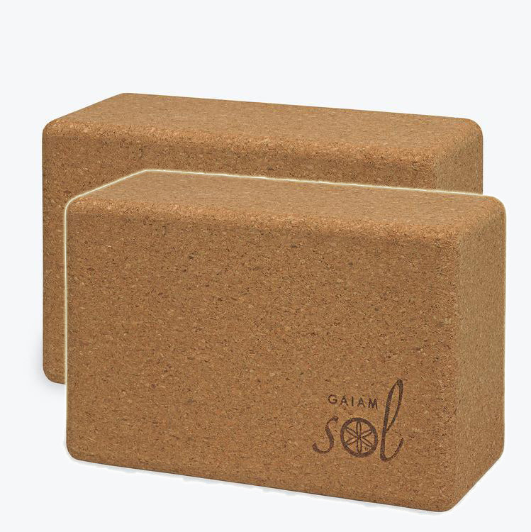 Gaiam Sol Natural Cork Block - pair - Pranachic