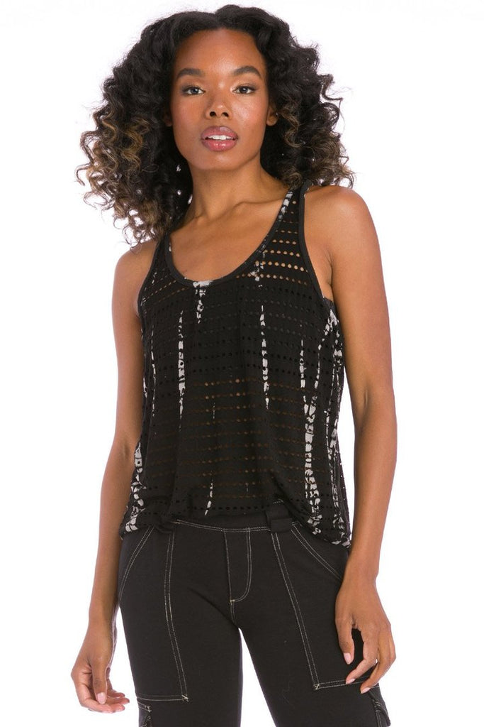 Slouchy 'Holey' Racerback Tank - with Bleached Lizard Tie Dye